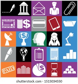 Set of 25 business high quality icons. Collection. Detailed design. Vector Illustration.