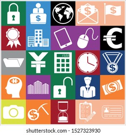 Set of 25 business high quality symbols or icons. Collection. Detailed design. Vector Illustration.