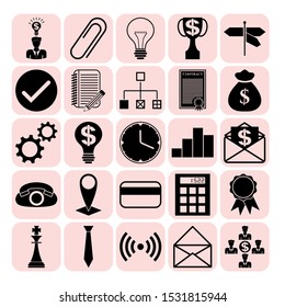 Set of 25 business high quality symbols. Collection. Amazing design. Vector Illustration. 