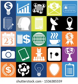 Set of 25 business high quality symbols. Collection. Detailed design. Vector Illustration.