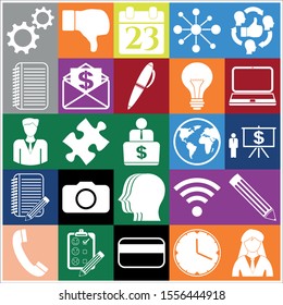Set of 25 business high quality icons. Collection. Amazing desing. Vector Illustration.