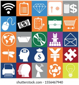 Set of 25 business high quality icons. Collection. Detailed design. Vector Illustration.