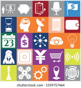 Set of 25 business high quality icons or symbols. Collection. Detailed design. Vector Illustration.