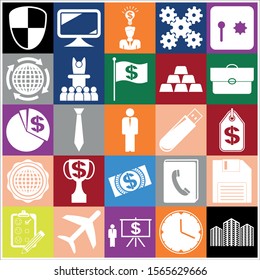 Set of 25 business high quality symbols or icons. Collection. Amazing desing. Vector Illustration.