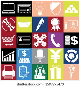 Set of 25 business high quality icons or symbols. Collection. Amazing desing. Vector Illustration.