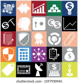 Set of 25 business high quality icons. Collection. Amazing desing. Vector Illustration.
