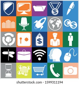 Set of 25 business high quality icons. Collection. Detailed design. Vector Illustration.