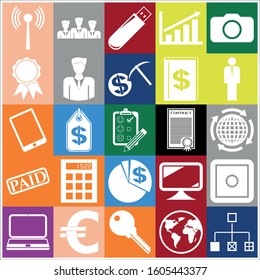 Set of 25 business high quality icons. Collection. Flat design. Vector Illustration.