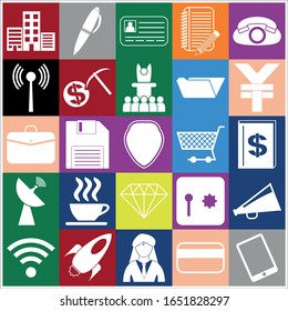 Set of 25 business high quality symbols or icons. Collection. Flat design. Vector Illustration.