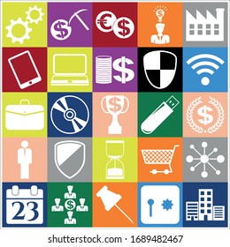 Conjunto de 25 símbolos o iconos de alta calidad para empresas. Diseño plano. 