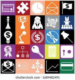 Set of 25 Business high quality symbols. Flat design. 