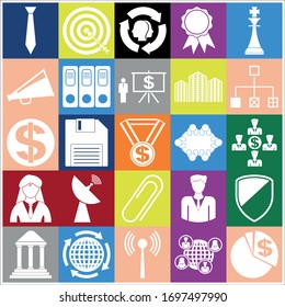 Set of 25 business high quality symbols or icons. Collection. Detailed design. Vector Illustration.