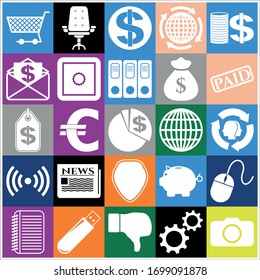 Set of 25 business high quality icons or symbols. Collection. Amazing desing. Vector Illustration.