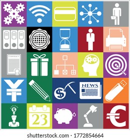 Set of 25 Business high quality symbols. Concept design. 