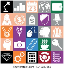 Set of 25 Business high quality symbols or icons. Concept design. 