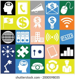 Set of 25 Business high quality symbols or icons. Concept design. 