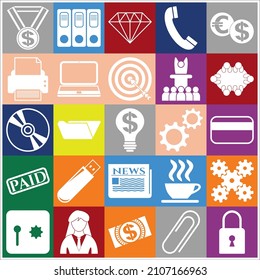 Set of 25 Business high quality symbols or icons. Concept design. 