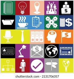 Set of 25 Business high quality symbols. Concept design. 