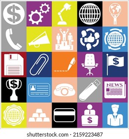 Set of 25 Business high quality icons or symbols. Amazing desing. 