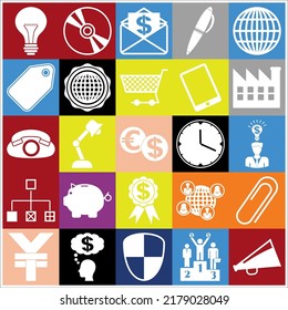 Conjunto de 25 símbolos o iconos de alta calidad para empresas. Diseño plano. 