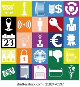 Set von 25 Business-Qualitäts-Symbole oder -Symbolen. Flaches Design. 