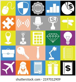 Conjunto de 25 símbolos o iconos de alta calidad para empresas. Diseño conceptual. 