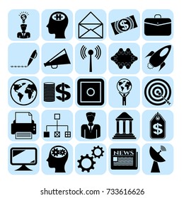Set of 25 business high quality icons or symbols. Collection. Amazing desing. Vector Illustration.