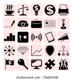 Set of 25 business high quality icons. Collection. Amazing desing. Vector Illustration.