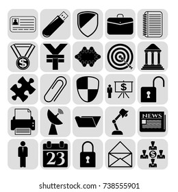 Set of 25 business high quality icons. Collection. Amazing desing. Vector Illustration.