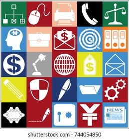 Set of 25 business high quality symbols or icons. Collection. Flat design. Vector Illustration.
