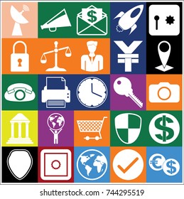 Set of 25 business high quality icons or symbols. Collection. Amazing desing. Vector Illustration.