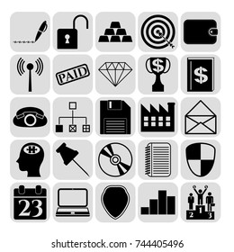 Set of 25 business high quality symbols or icons. Collection. Amazing desing. Vector Illustration.