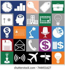Set of 25 business high quality symbols or icons. Collection. Amazing desing. Vector Illustration.