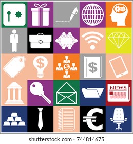 Set of 25 business high quality icons. Collection. Detailed design. Vector Illustration.