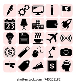 Set of 25 business high quality icons. Collection. Amazing desing. Vector Illustration.