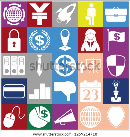Set of 25 business high quality symbols or icons. Collection. Amazing desing. Vector Illustration.