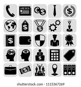 Set of 25 business icons. Collection. Detailed design. Vector Illustration.