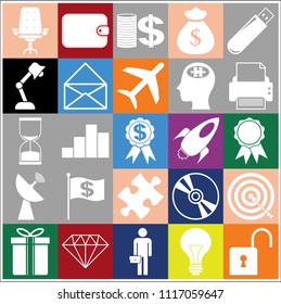 Set of 25 business icons. Collection. Flat design. Vector Illustration.