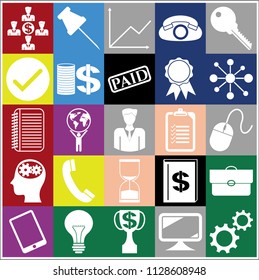 Set of 25 business icons. Collection. Flat design. Vector Illustration.