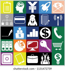 Set of 25 business icons. Collection. Flat design. Vector Illustration.