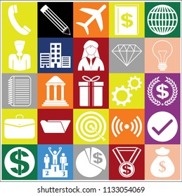 Set of 25 business icons. Collection. Flat design. Vector Illustration.