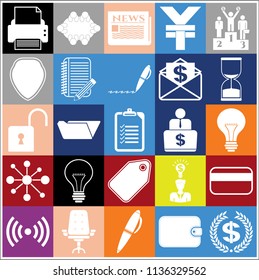 Set of 25 business icons. Collection. Flat design. Vector Illustration.