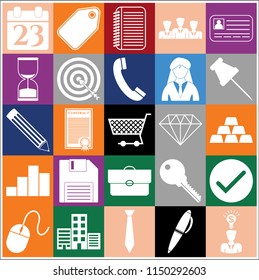 Set of 25 business icons. Collection. Flat design. Vector Illustration.