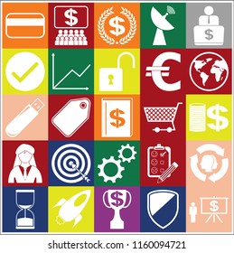 Set of 25 business icons. Collection. Detailed design. Vector Illustration.