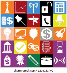 Set of 25 business icons. Collection. Detailed design. Vector Illustration.