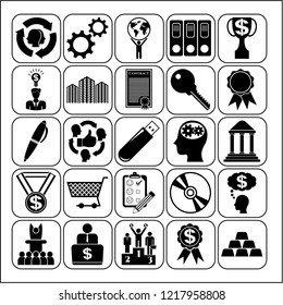 Set of 25 business icons. Collection. Flat design. Vector Illustration.