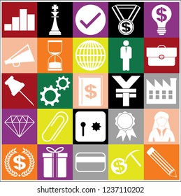 Set of 25 business icons. Collection. Flat design. Vector Illustration.