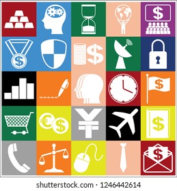 Set of 25 business icons. Collection. Flat design. Vector Illustration.