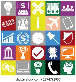 Set of 25 business icons. Collection. Flat design. Vector Illustration.