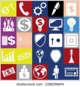 Set of 25 business icons. Collection. Flat design. Vector Illustration.
